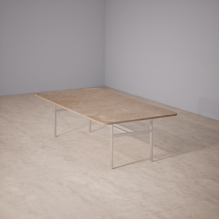 Dinner Table With Rounded Corners: Travertine